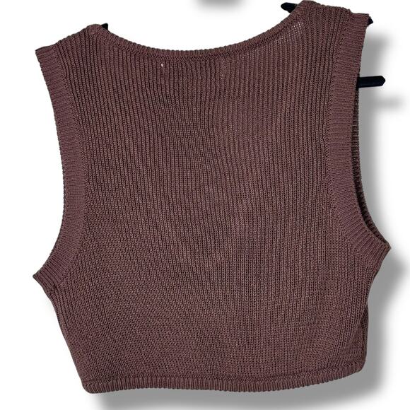 Free People Beach NWOT Living In Dark Brown Knit Lounge Tank & Jogger Pant Set - Picture 4 of 9